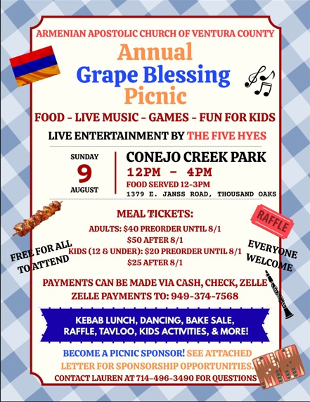 Armenian Apostolic Church of Ventura County - Annual Grape Blessing Picnic