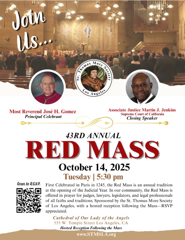 Western Diocese Represented at 43rd Annual Red Mass at Cathedral of Our Lady of the Angels